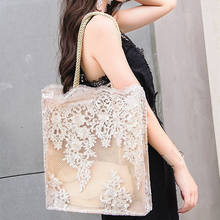 summer transparente Lace Women bag shopping Handbags Designer ladies hand bags Hollow shoulder bag sac a main Beach tote bolso 2024 - buy cheap