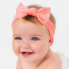 2018 New Cotton Elastic Newborn Baby Girls Solid Color Headband Bowknot Hair Band Children Infant Headband bandeau bebe 2024 - buy cheap
