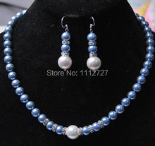 Natural Stone 8-12MM Blue Sea Shell Pearl Necklace Earring beads Hand Made Fashion Jewelry Making Design set AAA Wholesale Price 2024 - buy cheap