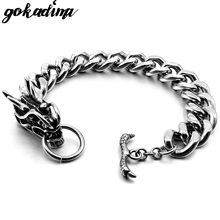 GOKADIMA 316L Stainless Steel Hand Chain Bracelet Dragon Head For Men Jewellery Fashion,HOT SALE, Wholesale,WB082 2024 - buy cheap
