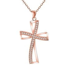 Rose Gold Color/gold Color Zircon cross pendant necklace fashion jewelry for women wedding gift Top quality N066 2024 - buy cheap