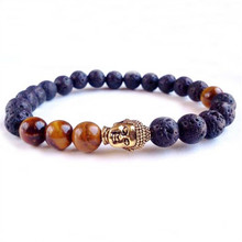 Hot Sale Men's Beaded Buddha bracelet, Tiger Eye Yoga Lava stone meditation Jewelry for Party Gift 2024 - buy cheap