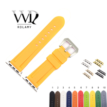 Rolamy-Correa de silicona para reloj inteligente Iwatch, repuesto de goma de silicona, color amarillo y marrón, 38, 40, 42, 44mm, para Iwatch Series 4/3/2/1 2024 - compra barato