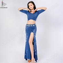 Women Sexy Fashion Bellydance Practice Clothes Top Skirt Professional Belly Dance Oriental Costumes Set Top Skirts Split 2024 - buy cheap