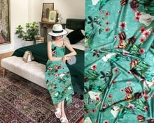 Alibaba Express Digital Print Silk Spandex Satin Green Fabrics Clothes Dress Material Silk Fabric Quilting Tissus Au Metre Telas 2024 - buy cheap