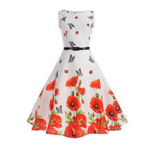 Fashion Women Summer Dress Casual Floral Vintage Dress Sleeveless white Red Print Party Dresses vestidos clothing 2024 - buy cheap