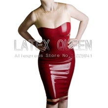 Latex rubber one-piece dress trasparnet and red 2024 - buy cheap