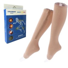 AR4 Elastic Nylon Medical Women Compression Socks Clever Zipper Design Open Toe Tighten Calf Shaping Pressure Sock Gift Box 2024 - buy cheap