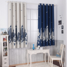 Cortinas de castelo azul mediterrâneo, cortinas curtas para sala de estar, quarto de crianças 2024 - compre barato