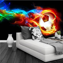 Cool Color Flame Football 3D Photo Wall Mural Wallpaper Personalized Customization Living Room Bedroom Interior Design Wallpaper 2024 - buy cheap