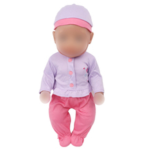 Ropa de la muñeca del bebé pijamas de Traje púrpura + sombrero ajuste 43 cm muñecas del bebé y 18 muñeca para niñas pulgadas accesorios f630 2024 - compra barato