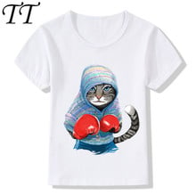 Children Summer Super Cool Boxing Cat Attack Design Funny T-shirt Kids Baby Cartoon Clothes Boys Girls Casual Tops Tees,ooo5043 2024 - buy cheap