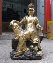 Bi001705 budismo tibetano em bronze dourado e dourado, livre de guanyin, estátua de buda kwan-yin 2024 - compre barato