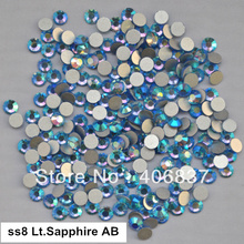 Free Shipping! 1440pcs/Lot, ss8 (2.3-2.5mm) Light Sapphire AB Flat Back Nail Art Glue On Non Hotfix Rhinestones 2024 - buy cheap