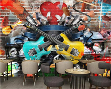 Beibehang personalizar nova música moderna moda estéreo tijolo graffiti guitarra barra ktv fundo papel de parede 2024 - compre barato