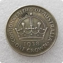Австралийская Корона 1938, копия 5 шиллингов, монета 2024 - купить недорого