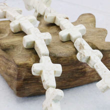 Accessory Crafts Parts Turkey Howlite Chalcedony Cross Loose Beads DIY 15inch Lucky Prayer Semi Finished Stones 15x20mm Jewelry 2024 - buy cheap