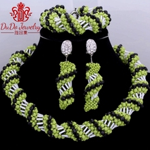 Dudo Jewelry Set Black and Apple Green Crystal Choker Nigerian Necklace Beads Jewelry Set Free Shipping Fashionable 2018 New 2024 - buy cheap