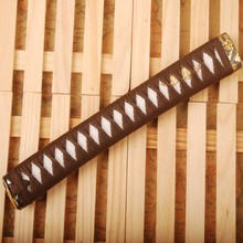 New Arrival Sword Accessory Handle Tsuka Brown Silk Ito & Imitated White Rayskin & Alloy Fuchi Kashira for Japanese Sword Katana 2024 - buy cheap