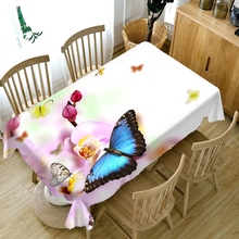 Mantel redondo 3d de poliéster de estilo Pastoral, mantel Rectangular de algodón grueso con patrón de mariposas y flores de colores 2024 - compra barato