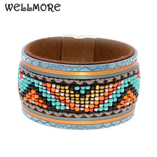 WELLMORE Bohemia bracelet Bangle beaded bracelets charm leather bracelets for women fashion jewelry bracelet femme wholesale 2024 - buy cheap