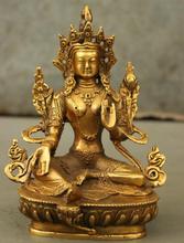 Estatua de Buda, diosa de la iluminación, Tara Verde dorado, bronce, templo Tibetano del Tíbet, envío gratis 2024 - compra barato
