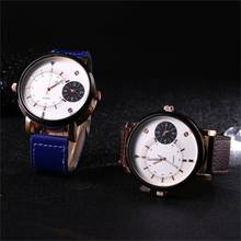 Double Display Leather Watch Men Fashion Sports Quartz Watch Dial Wristwatches 2024 - buy cheap