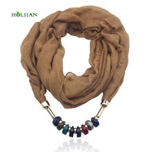 Fashion women scarf necklace beads pendent jewelry wrap bandana ethnic foulard lic winter female accessories multicolor chain 2024 - buy cheap