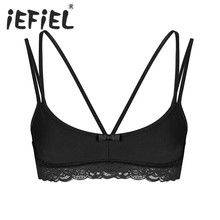 iEFiEL Sexy Men Sissy Floral Lace Lingerie Smooth Wire-free Bralette Lace Hem Strappy Bra Top Male Nightwear Clothes for Cosplay 2024 - buy cheap