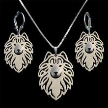 Conjunto de joyería de Metal para enamorados, conjunto de joyería Samoyed de aleación para mujer, perro 2024 - compra barato