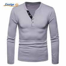 Covrlge Hot New Arrival Spring Autumn Fashion Brand Henry Collar Fit Long Sleeve TShirt Men Trend Casual Men T-Shirt MTL103 2024 - buy cheap