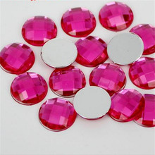 Pedras de strass redondas rosas quentes com facetas 6-30mm, faça você mesmo, pedras acrílicas com parte traseira lisa para artesanato manual, decoração de arte 2024 - compre barato