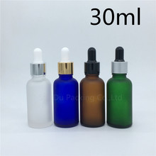 Travel Bottle 500pcs 30ml Amber Green Blue Transparent Frosted Glass Essential Oil bottle, 30cc Glass Perfume Dropper Bottle 2024 - buy cheap