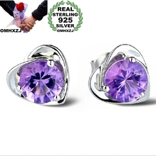 OMH venta al por mayor joyería de moda de cristal corazón Plata de Ley 925 auténtica pendientes YS03 2024 - compra barato