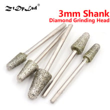 ZtDpLsd 1PCS Grit 60 3MM Shank Cone Diamond Grinding Head Cone Points Coated Carving Burrs Lapidary Tools Jade Stone Marble 2024 - buy cheap