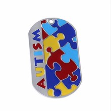 Drop Shipping enamel alloy craft autism puzzle piece charm jigsaw awareness dog collar pendant 2024 - buy cheap