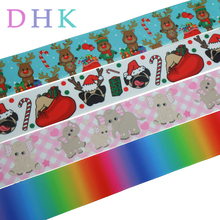 DHK 1.5'' 10yards christmas elephant gradient printed grosgrain Ribbon Accessory hairbow headwear decoration DIY 38mm B1718 2024 - buy cheap