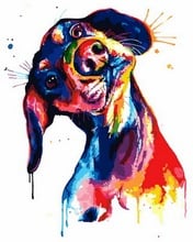 Pintura sin marco por números de animales, cuadro de decoración de pared diy por lienzo con correa para decoración del hogar, 4050cm, perro colorido 2024 - compra barato