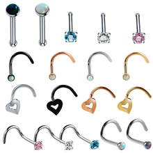 1PC Steel Nose Rings Nostril Earrings Piercings Opal Nose Pin Nazir Screw Piercings Prong Gem Nose Stud Rings Body Jewelry 20G 2024 - buy cheap
