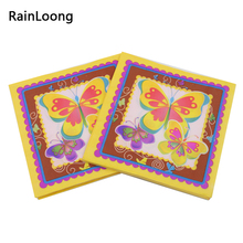 RainLoong-servilletas de papel con estampado de mariposas, suministros de decoración de 33x33cm, 1 paquete 2024 - compra barato