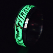 Stainless Steel Music Stave Luminous Rings Men Jewelry Fluorescent Glowing Inlay Jesus Letter Rings for Women Jewelry 2024 - buy cheap