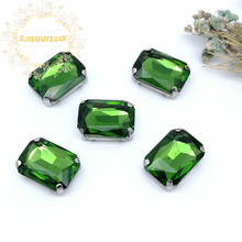 Classic Emerald Rectangle Glass Crystal sewing rhinestones with silvery claw Diy wedding dress accessories Free shipping 2024 - buy cheap