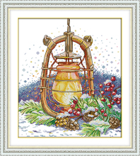 Snow Night Oil Lamp cross stitch kit aida 14ct 11ct count printed canvas stitches embroidery DIY handmade needlework 2024 - buy cheap