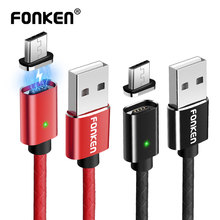 FONKEN 2 in 1 USB Type C Magnetic Cable Micro USB Phone Magnet Cable 1m LED Mobile Charge Cord imitation Leather Type-C Cables 2024 - buy cheap