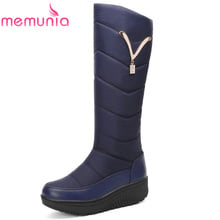 Memunia 2021 nova chegada meados de bezerro botas de neve mulheres para baixo à prova dwaterproof água manter quente botas de pele grossa cunha sapatos plataforma botas de inverno 2024 - compre barato