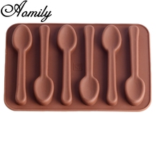 Aomily Criativo 3D Colher Em Forma de Silicone Sabão Fondant Doce Chocolate Cookies Bolo de Cozinha Molde de Silicone DIY Molde de Chocolate 2024 - compre barato