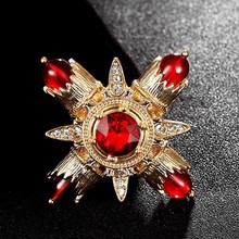 Zlxgirl jewelry Wholesale Red zircon gold brooches bouquet Kids party gifts bridal jewelry fashion cross Brooch accessory broche 2024 - buy cheap