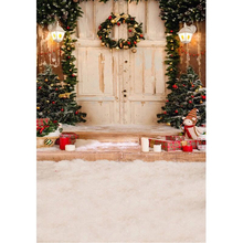 Фон для фотосъемки с изображением деревянной двери рождественской елки с принтом гирлянды подарочных коробок детский фон для рождевечерние с изображением снежного пола 2024 - купить недорого