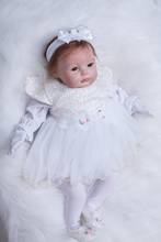 Handmade 22 inch Cute Silicone Reborn Baby Dolls 55 cm cotton Body New Reborn Babies Doll Toys White clothes Princess girl doll 2024 - buy cheap