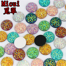 Micui 50pcs 12mm AB Color Round Flower Resin Rhinestones Flatback Stone For Clothes Dress Crafts Garment Decoration MC675 2024 - buy cheap